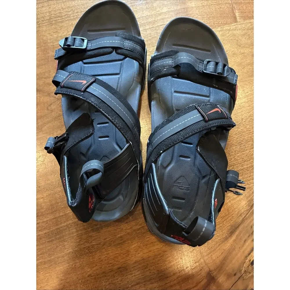 Nike‎ ACG Sport Vintage Sandals Black Red Hiking Walking Running Straprunner 10